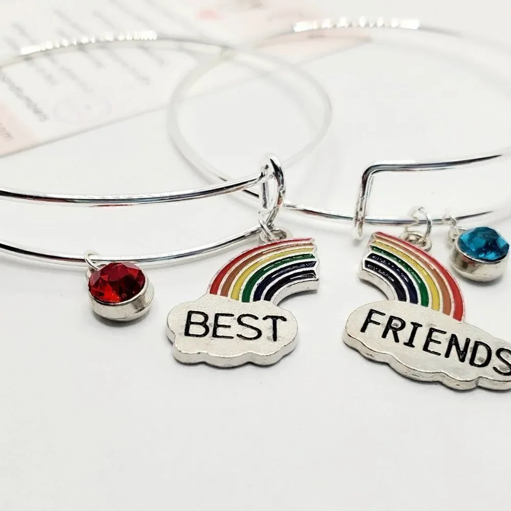 Silver Best Friend Set of 2 Charm Bracelets, Best Friend Gifts